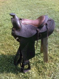15 VINTAGE HEAVY WESTERN ROPING RANCH HORSE SADDLE