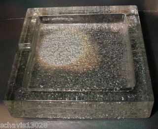 Square Glass Ashtray Vintage Tabacco Collectibe Heavy Old Smoke 