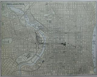 1901 Antique PHILADELPHIA Pa Map Beautiful Vintage CITY Map w 