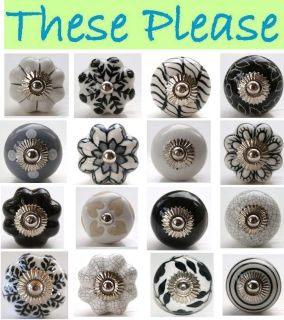 These Please Black Grey White Ceramic Door Knobs Handles Drawer Polka 