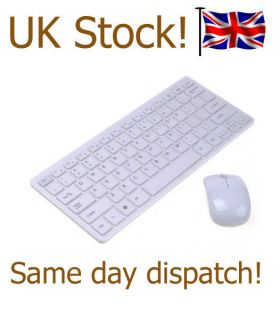 UK New WHITE SLIM wireless keyboard and mouse set combo for Samsung 