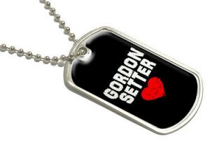 Gordon Setter Love   Black   Military Dog Tag Luggage Keychain