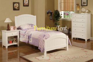 Cottage White Wood Girls Kids Twin Panel Bed Youth Room Furniture