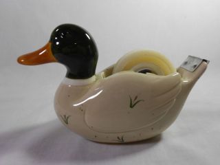 Ceramic/ Mallard Duck/Tape Dispenser/ 4Tall/ 6 1/2 Long/Vintage 