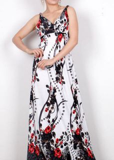 Black 7D53 size XXL BOHO Womens Floral Print Evening long maxi dress