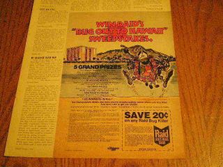 1978 Raid Bug Killer Ad Win Hawaii Trip Insect with Lei Around Neck