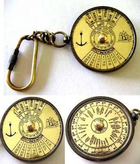RARE PERPETUAL CALENDAR BRASS KEYCHAIN WITH WORLD TIME