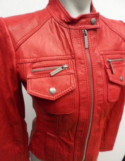 Womens Leather Jacket Michael Kors XS S M L RED