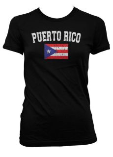 Puerto Rico Country Flag Juniors T Shirt Girls Baseball