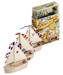 Three Boats in a Box Kit   Wooden Model Sailboats