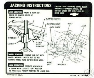 1967 EL CAMINO JACK INSTRUCTION DECAL