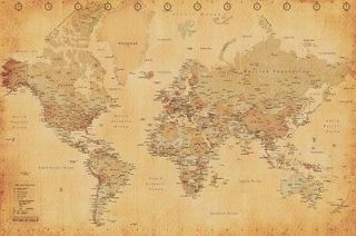   WORLD MAP POSTER   24 x 36 SHRINK WRAPPED   ANTIQUE GEOGRAPHY 31841