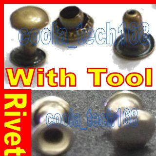100 set 6mm Single Cap RIVETS Leather Craft Antique Brass / Nickel 1 