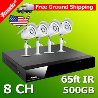 ZMODO 8 Channel Surveillance DVR Recorder Security System 4 Outdoor 
