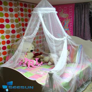 White Color Canopy Mosquito net Hoop Lace Bed Insect Bug Protect 