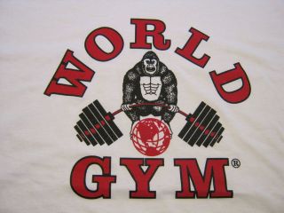 World Gym T Shirt Gorilla Logo Bodybuilding Shirt   GILDAN ULTRA 
