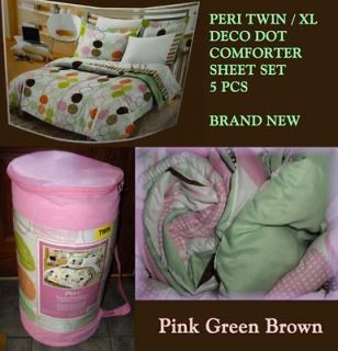   Brown Circles Floral Girls Cheap Twin Size Kids Bedding Comforter Set