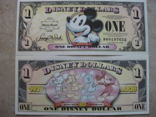 DISNEY MICKEY MOUSE 2008 ONE DOLLAR 80th ANNIVERSARY COLLECTIBLE UNC 