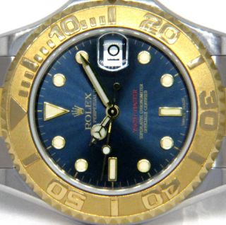 ROLEX YACHTMASTER 35mm STEEL & 18k YELLOW GOLD BLUE DIAL   168623