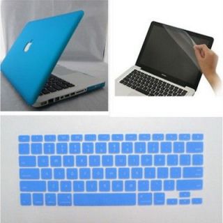   blue Rubberized Hard Case Cover For Macbook Pro 13+Keyboard+S​creen