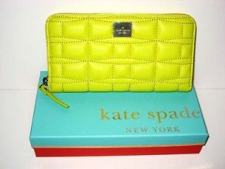   SPADE NY ACID/YELLOW SIGNATURE LEATHER LACEY ZIP AROUND WALLET/ CLUTCH