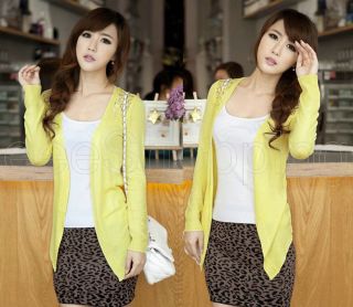 Candy Color Sweet Women Lady Girl Floral hollow Knitting Cardigan 