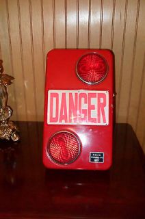 Vintage auto emergency flashing safety light  Danger sign Swank Road 