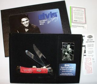 Elvis Presley CASE Red Trapper Knife Zippo Lighter 1/500 Set in Case 