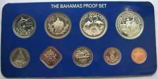 Bahamas 1989 Columbus Proof Set of 9 Coins,With 2 Silver Coins