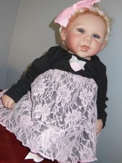 Boutique Amy Coe designer pink lace dress for baby or reborn doll 0 3M 