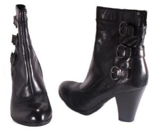 Born Womens Vivi Black High Ankle Distressed Leather Dress Boot W32434