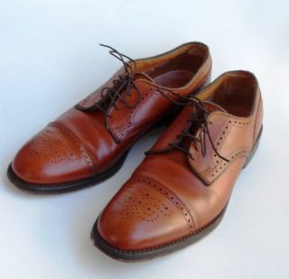 ALLEN EDMONDS Lexington Brogue Cap Toe Oxford SZ 11 B Walnut Lace Up 