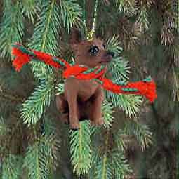 Miniature Pinscher, Red/Brown Holiday Ornament New