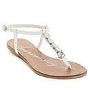 White Katy Rhinestones American Rag Flat Thong Sandals Flip Flops size 