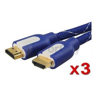 3x Insten 6Ft Mesh Blue 1.4 High Speed HDMI Cable+Ethernet 3D 1080P M 