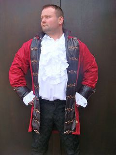 Raven Gothic Red/black leather look Pirate Jacket RDP3BC