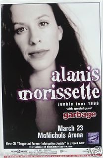 ALANIS MORISSETTE / GARBAGE 1999 DENVER CONCERT TOUR POSTER  Rock 