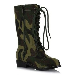   MILITARY SOLDIER ARMY COSTUME LACE UP LACES ANKLE BOOTS KIDS CHILDREN
