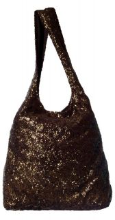ALICE & OLIVIA Fully Sequins Chocolate Bronze Tote Handbag Purse Sing 