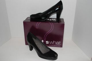 NEW WHATS WHAT by AEROSOLES BENE BLACK 7.5 8 heels pumps peep toe 