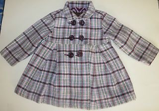 Old Navy baby toddler girls purple plaid swing pea coat jacket 18 24 