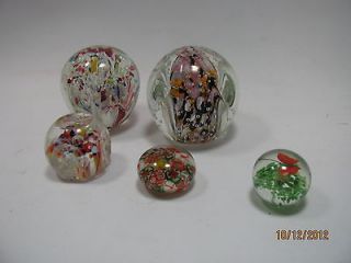 Vtg Art Glass paperweight lot butterfly confetti millefiori faceted 