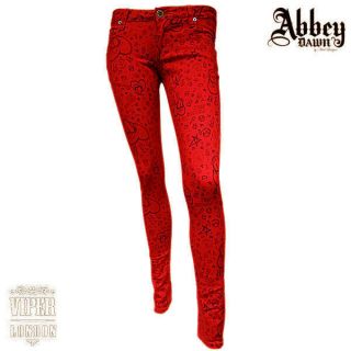 Abbey Dawn Avril Lavigne Mix Master Red Super Skinny Low Rise Jeans 
