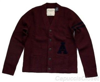 Abercrombie & Fitch Mens Sweater GREEN MOUNTAIN Varsity Cardigan 2XL 