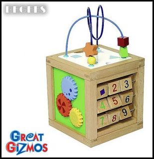   IN BOX GREAT GIZMOS PARKFIELD WOODEN ACTIVITY CUBE WITH 5 ACTIVITIES
