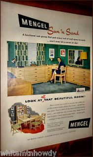 1953 MENGEL BEDROOM FURNITURE Vintage AD~Sun n Sand