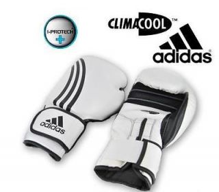 Adidas BOX FIT Boxing Gloves White/Black Size 8 16 Oz ClimaCool NEW 