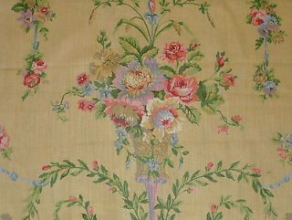 SCALAMANDRE Arabella printed glazed twill floral linen cotton Remnant 