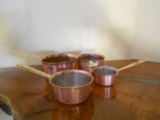 Vintage COPPER Measuring Cups PORTUGAL 2, 4, 6, 8 Ounces