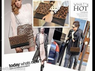 Big Size Womens Leopard Print Clutch/Shoulder Handbag Envelope Evening 